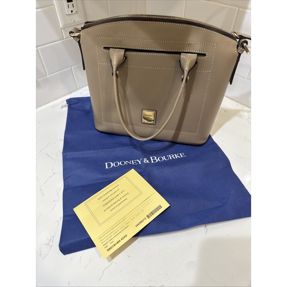 As Is Dooney and Bourke Beacon Light Taupe Leather Satchel Bag - Picture 11 of 17